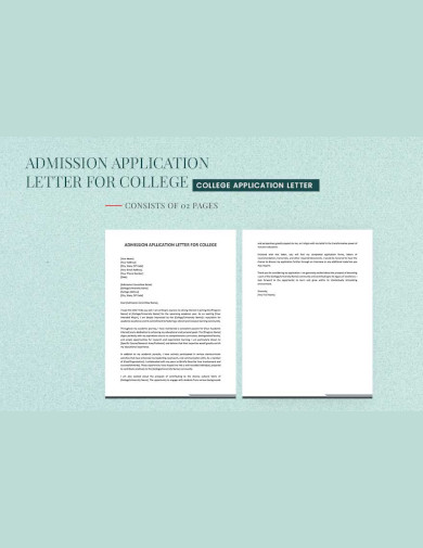 sample admission application letter for college template