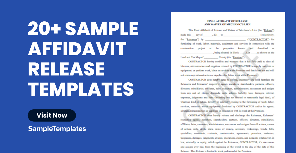 Sample Affidavit Release Template