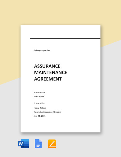 sample assurance maintenance agreement template