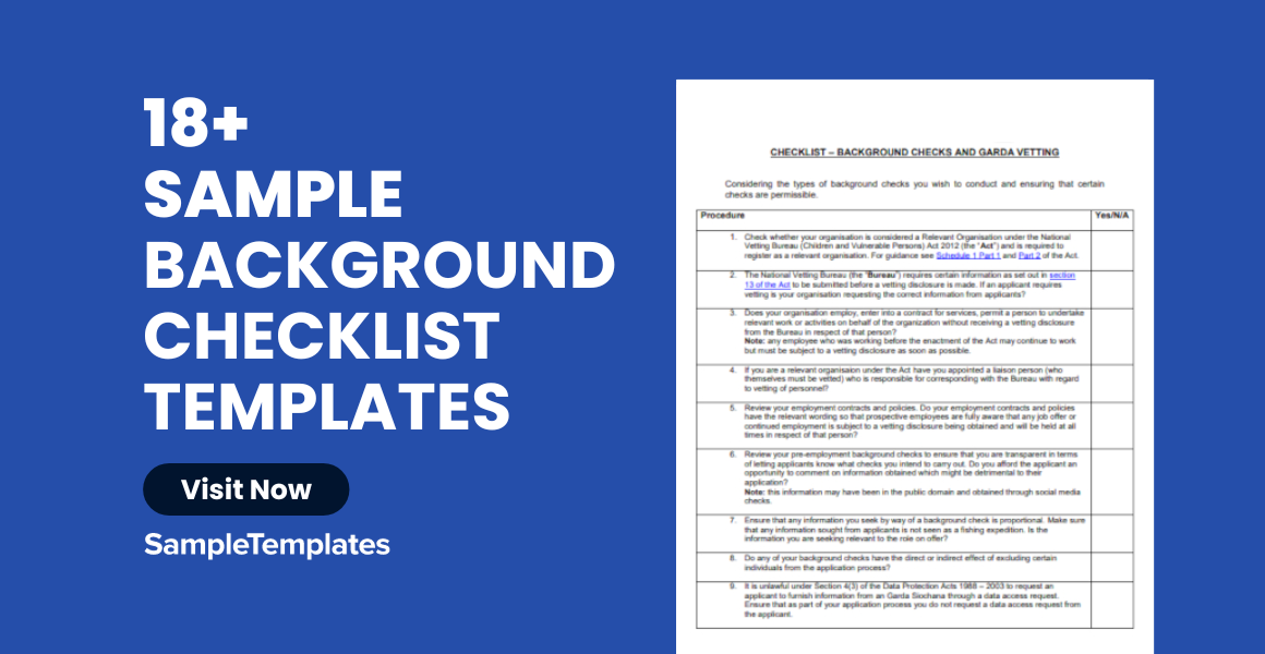 sample background checklist