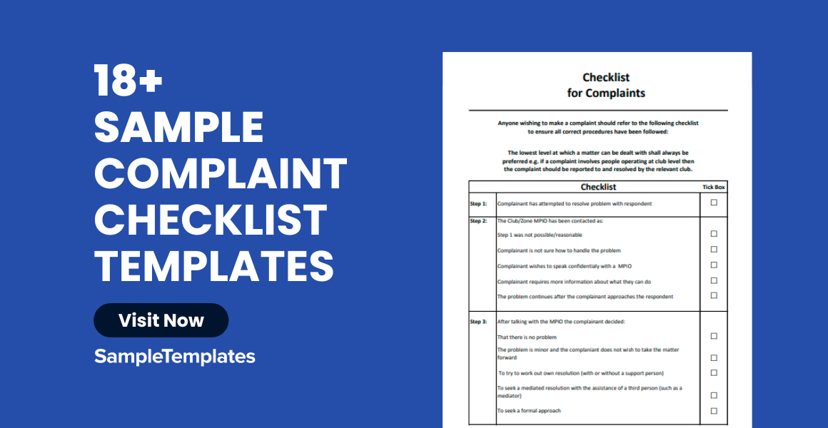 sample complaint checklist