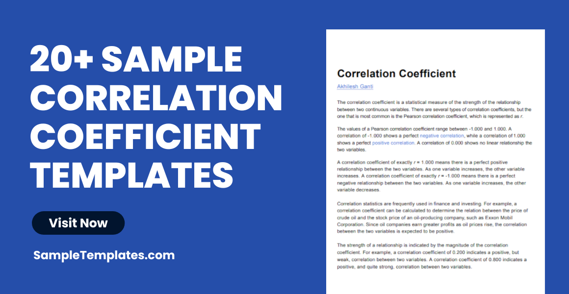 Sample Correlation Coefficient Templates