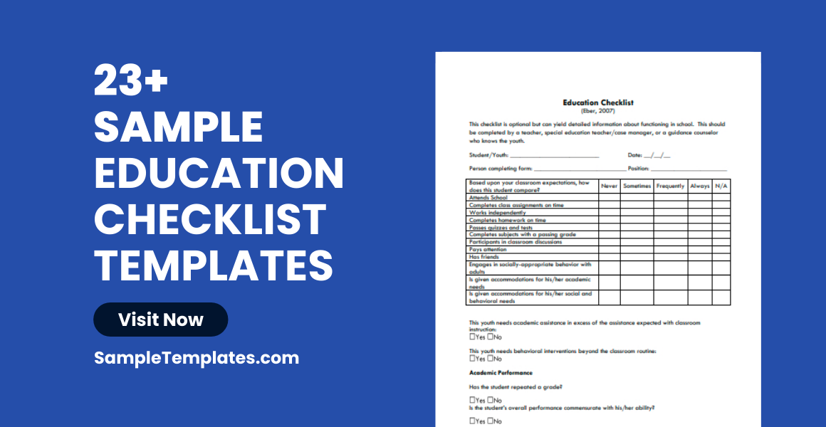 sample education checklist