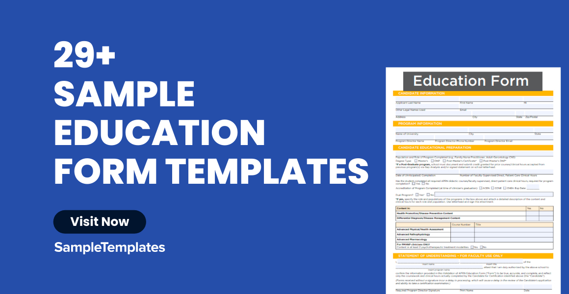 sample education form templates