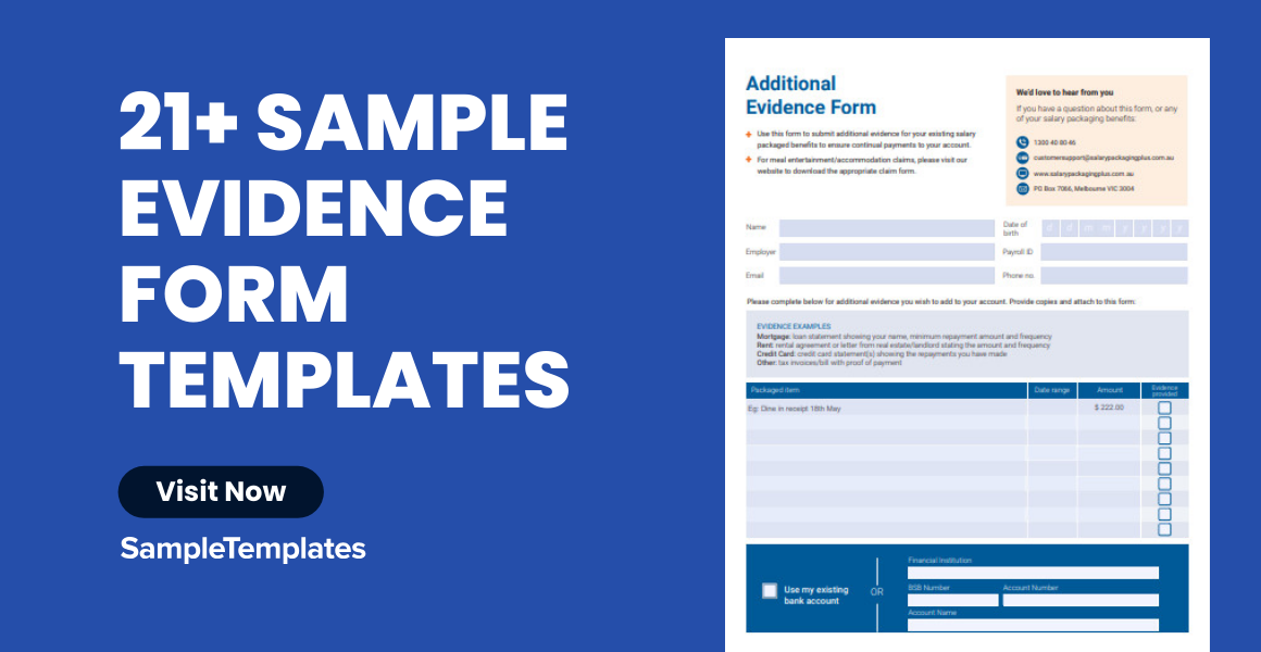 Sample Evidence Form Template