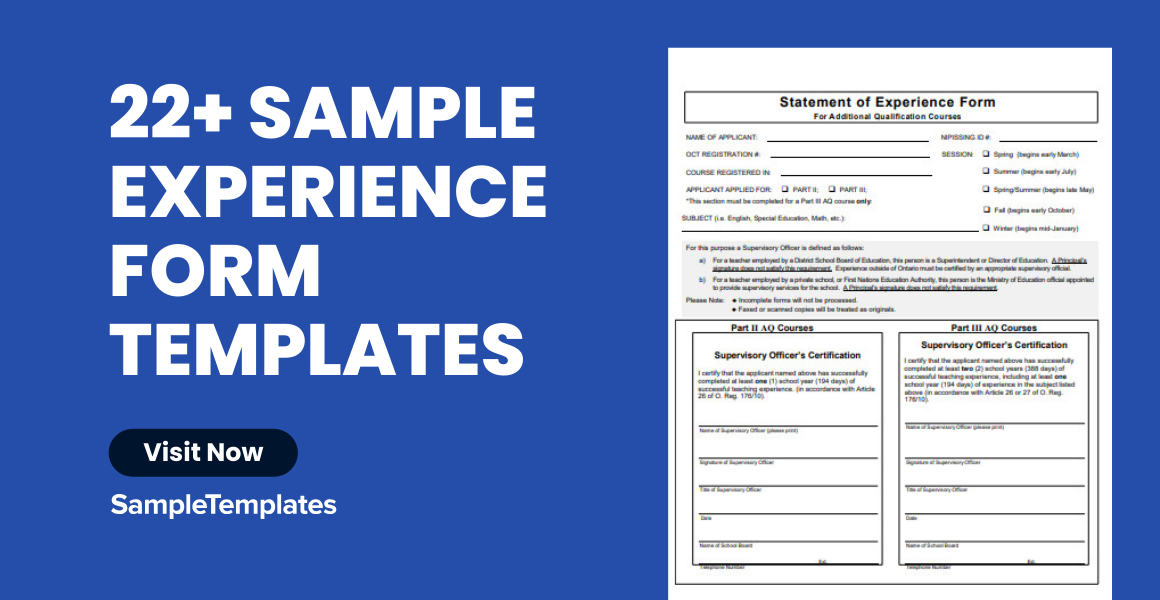 sample experience form template