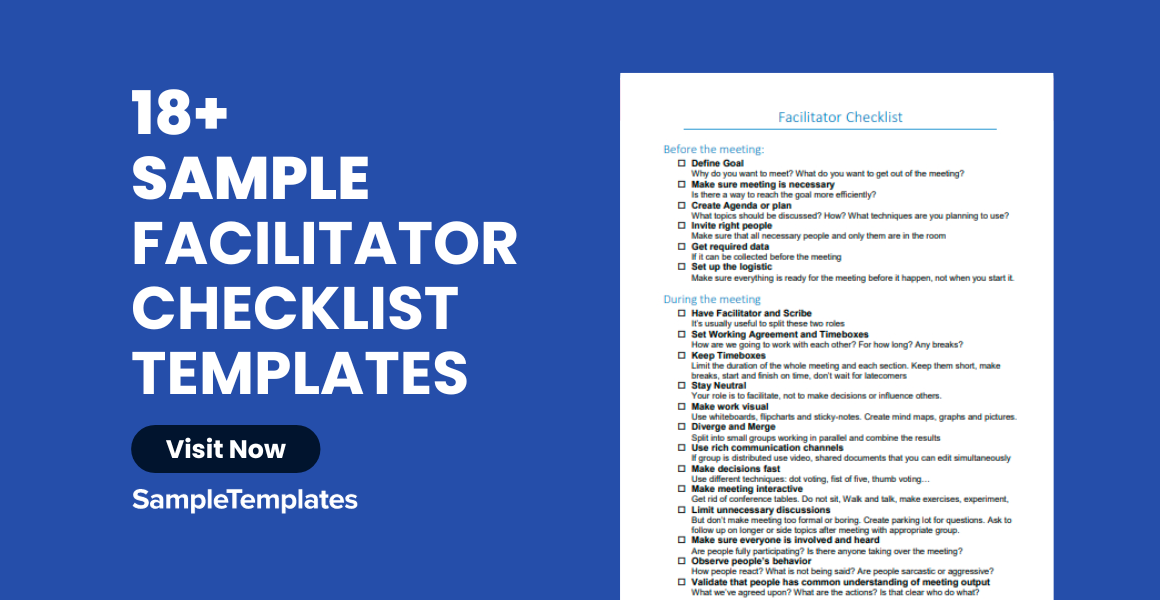 sample facilitator checklist