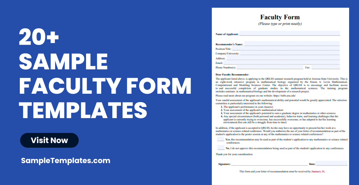 sample faculty form templates