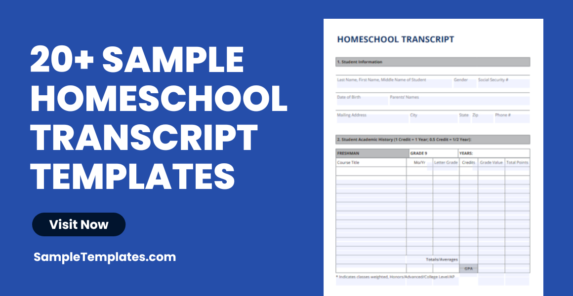 Sample Homeschool Transcript Templates