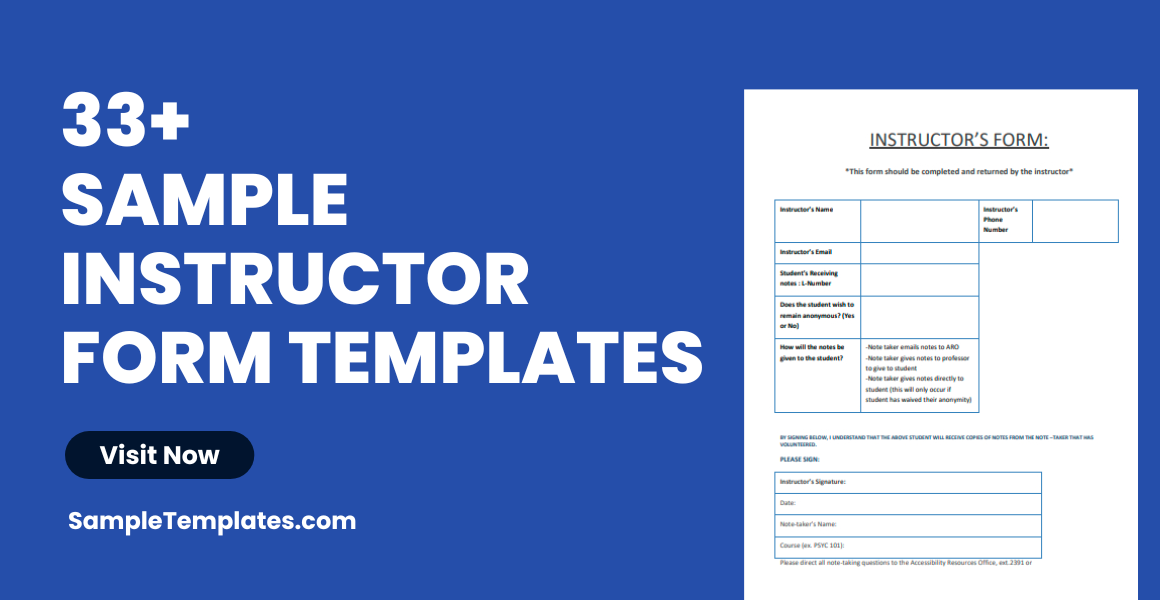 Sample Instructor Form Templates