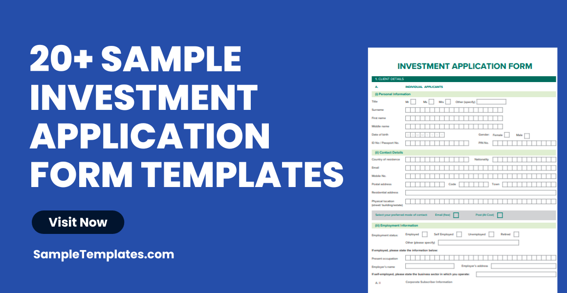 sample investment application form templates