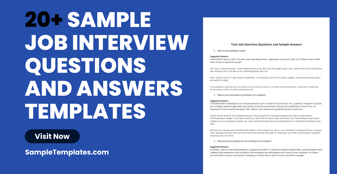 FREE 20 Job Interview Questions And Answers Samples In PDF