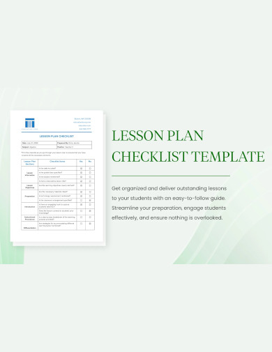 sample lesson plan checklist template