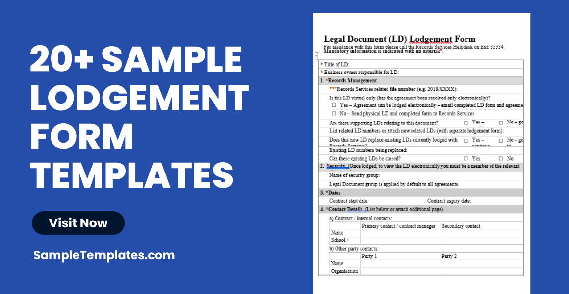 sample lodgement form templates