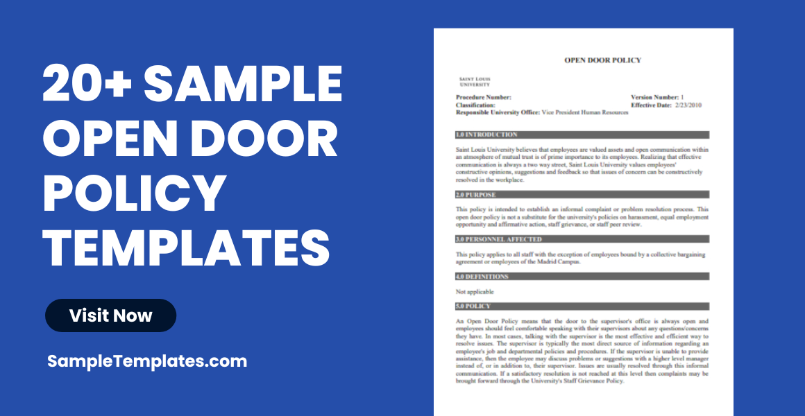 sample open door policy templates
