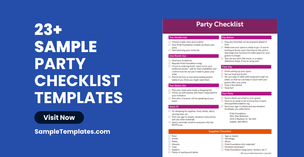 sample party checklist
