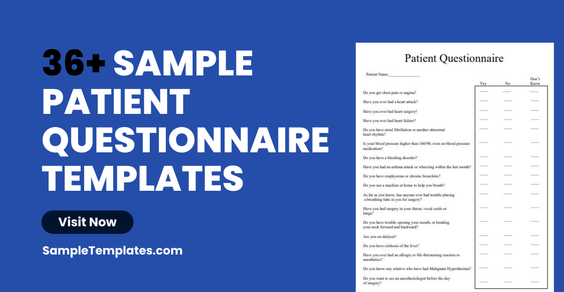 sample patient questionnaire templates