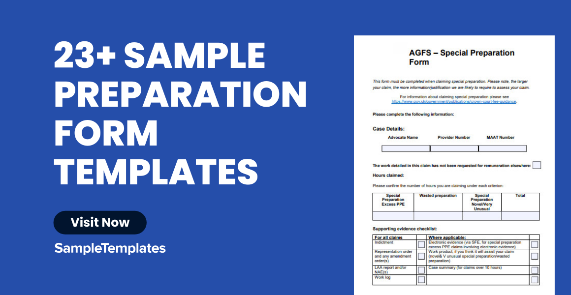 Sample Preparation Form Template