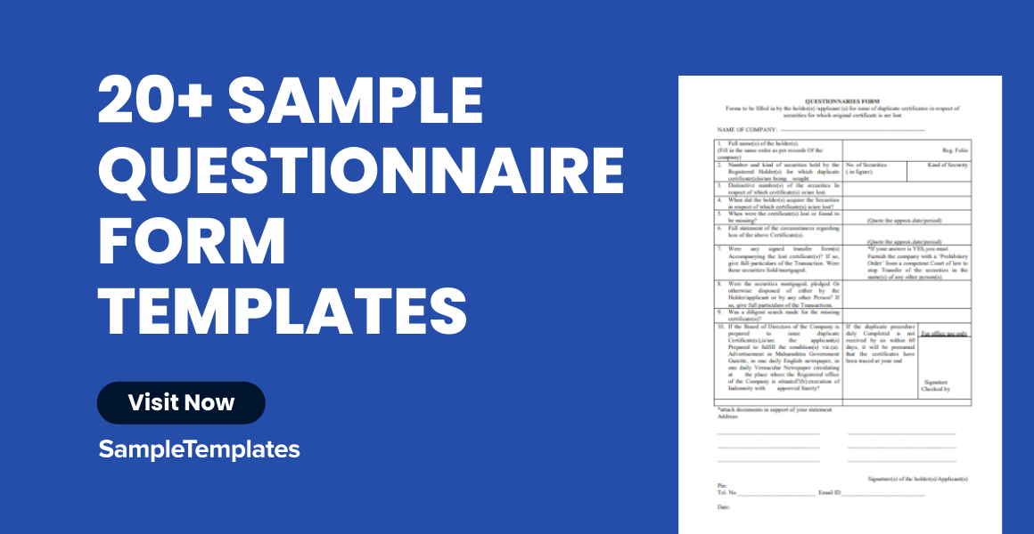 sample questionnaire form template