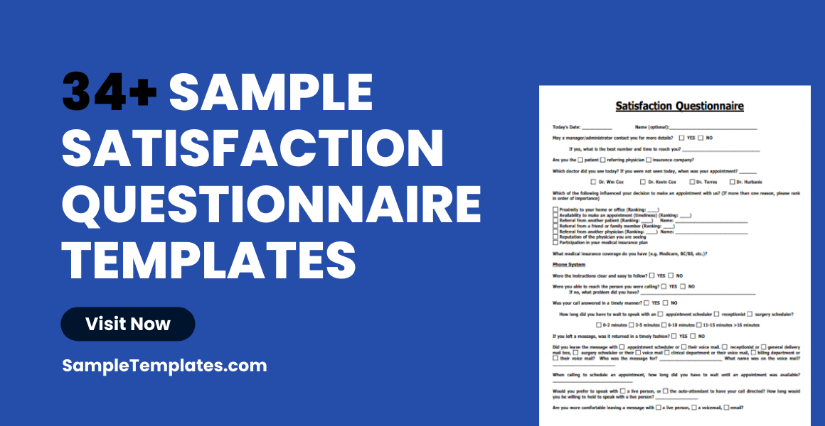 sample satisfaction questionnaire templates