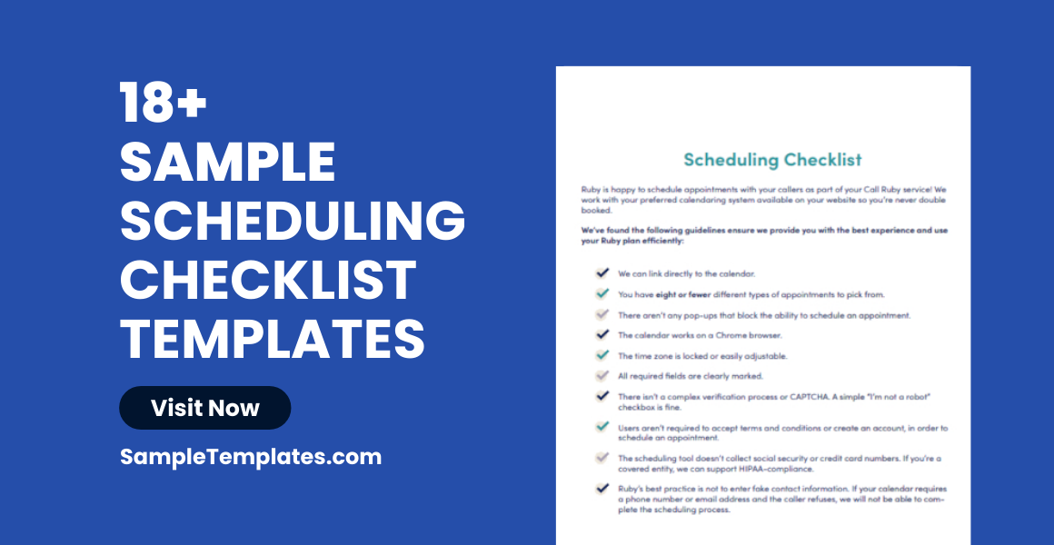 sample scheduling checklist