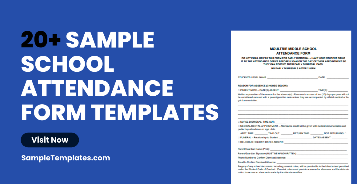 sample school attendance form templates