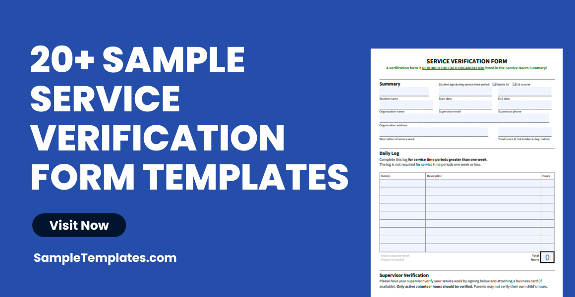 sample service verification form templates