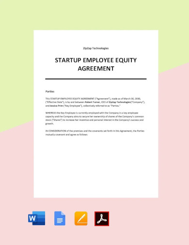 sample startup employee equity agreement template