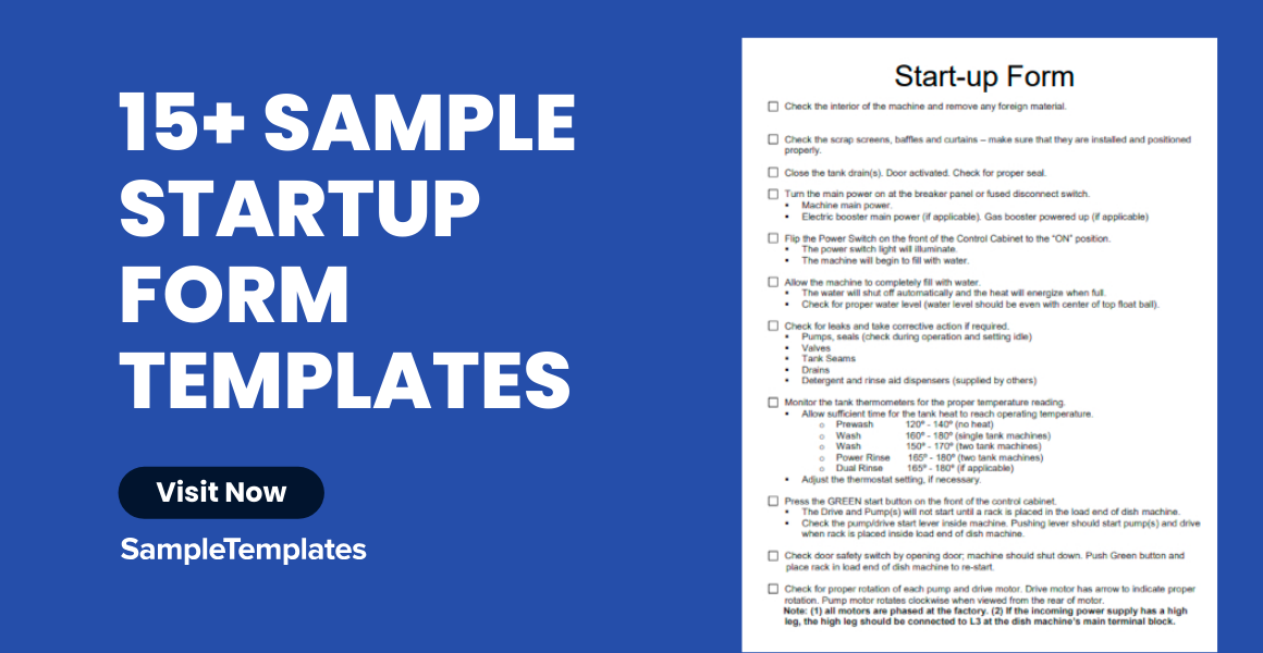 Sample Startup Form Template