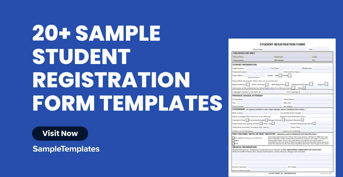 sample student registration form template