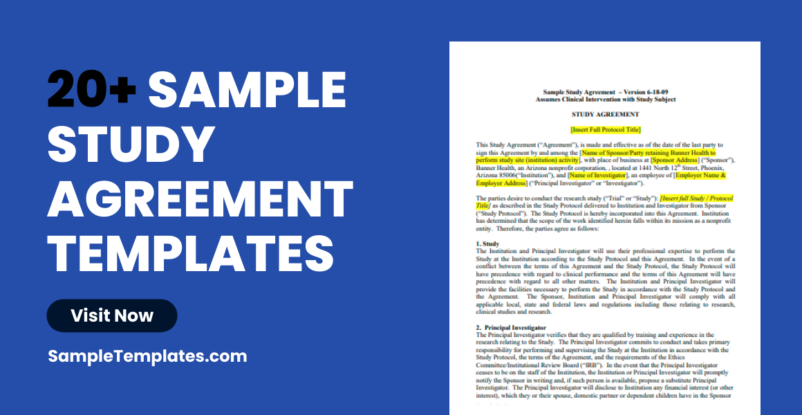 sample study agreement templates