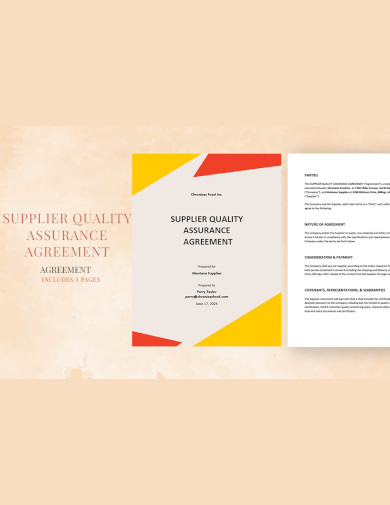 sample supplier quality assurance agreement template