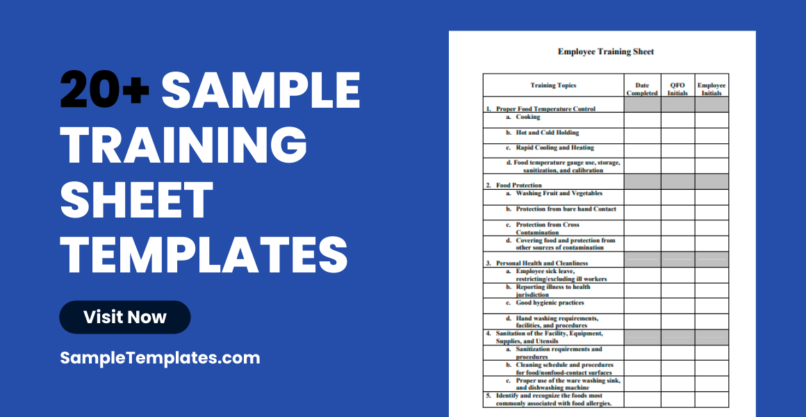 sample training sheet templates