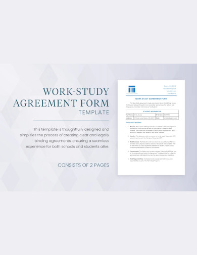 sample work study agreement form template