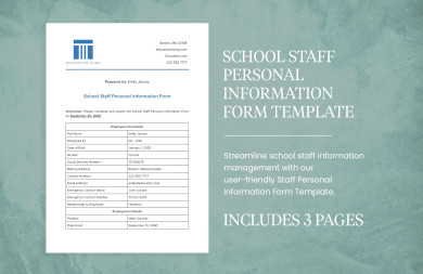 school staff personal information form