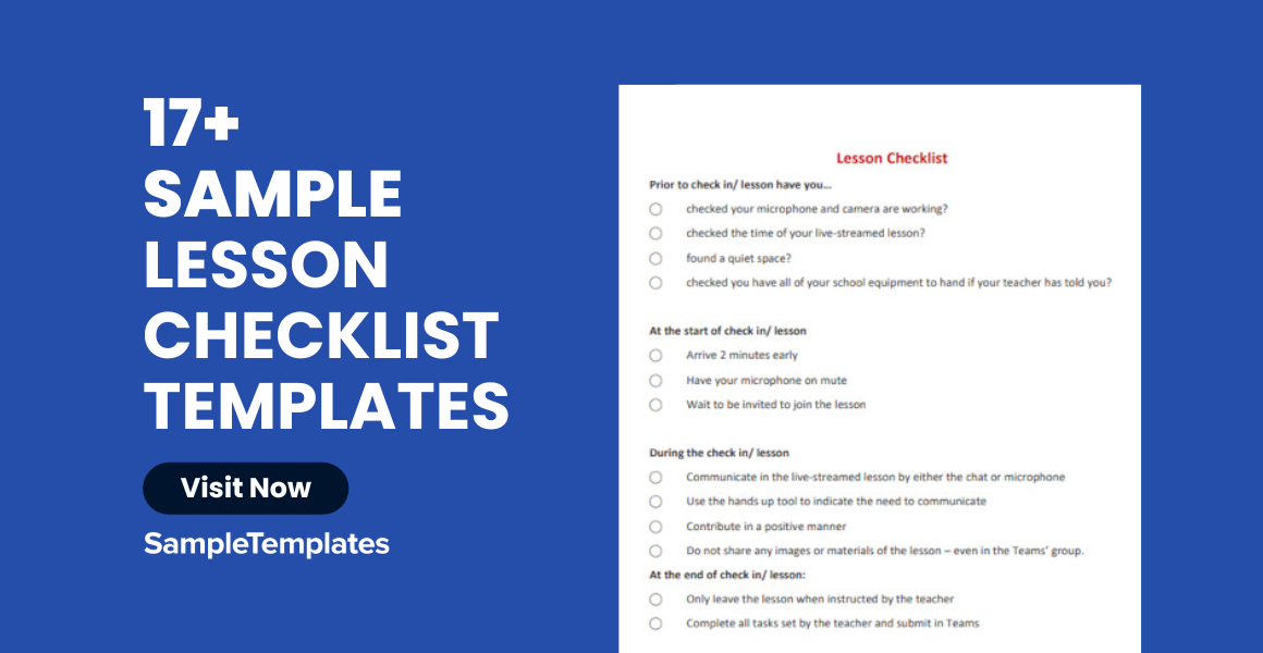 simple lesson checklist