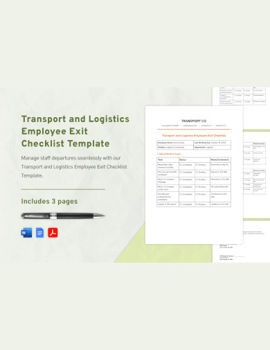 transport and logistics employee exit checklist