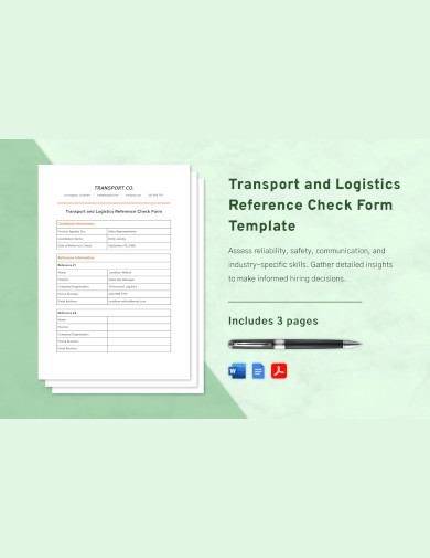 transport and logistics reference check form
