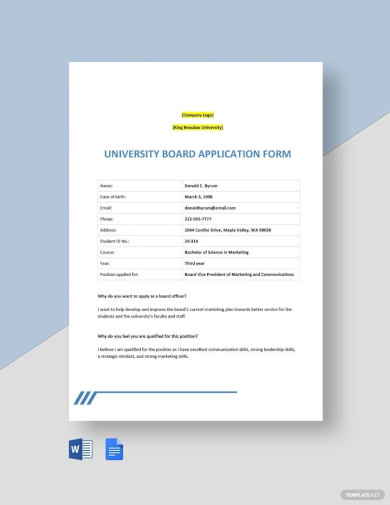 university board application