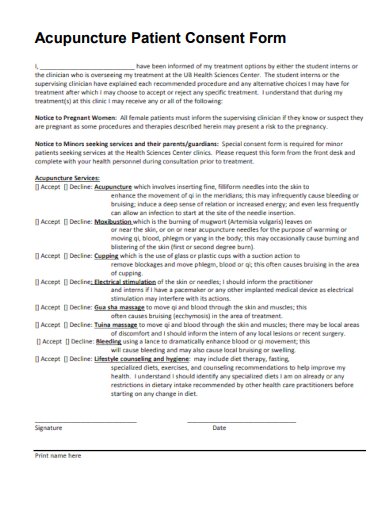 acupuncture patient consent form template