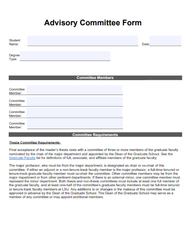 advisory committee form template
