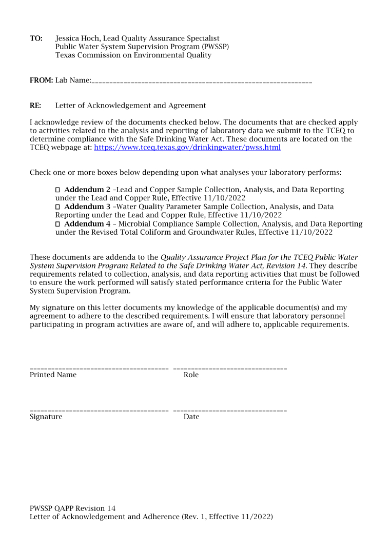 agreement acknowledgement letter template