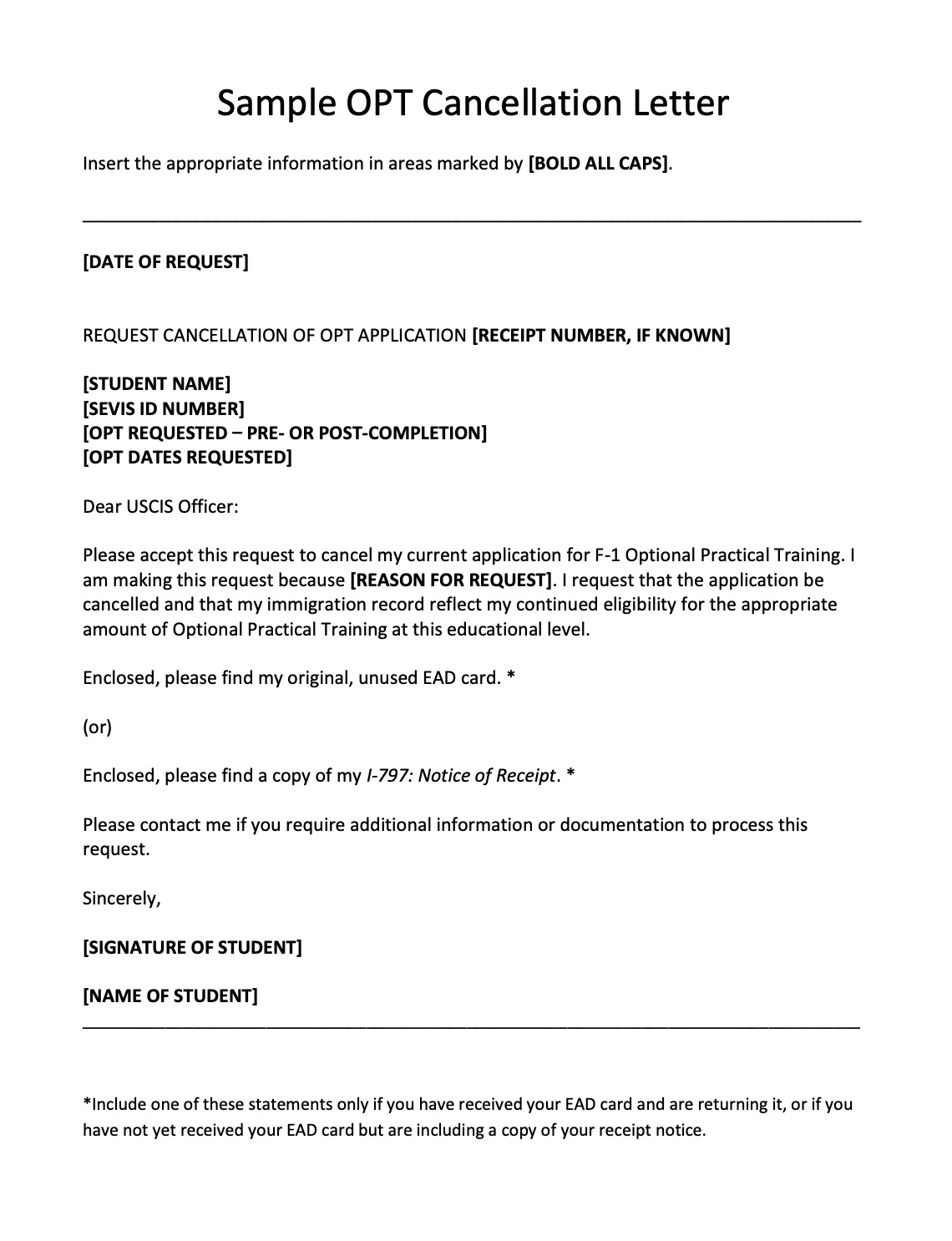 application cancellation letter template