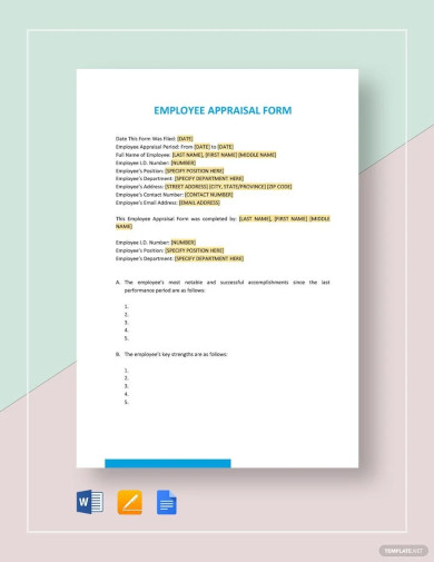 appraisal form samples