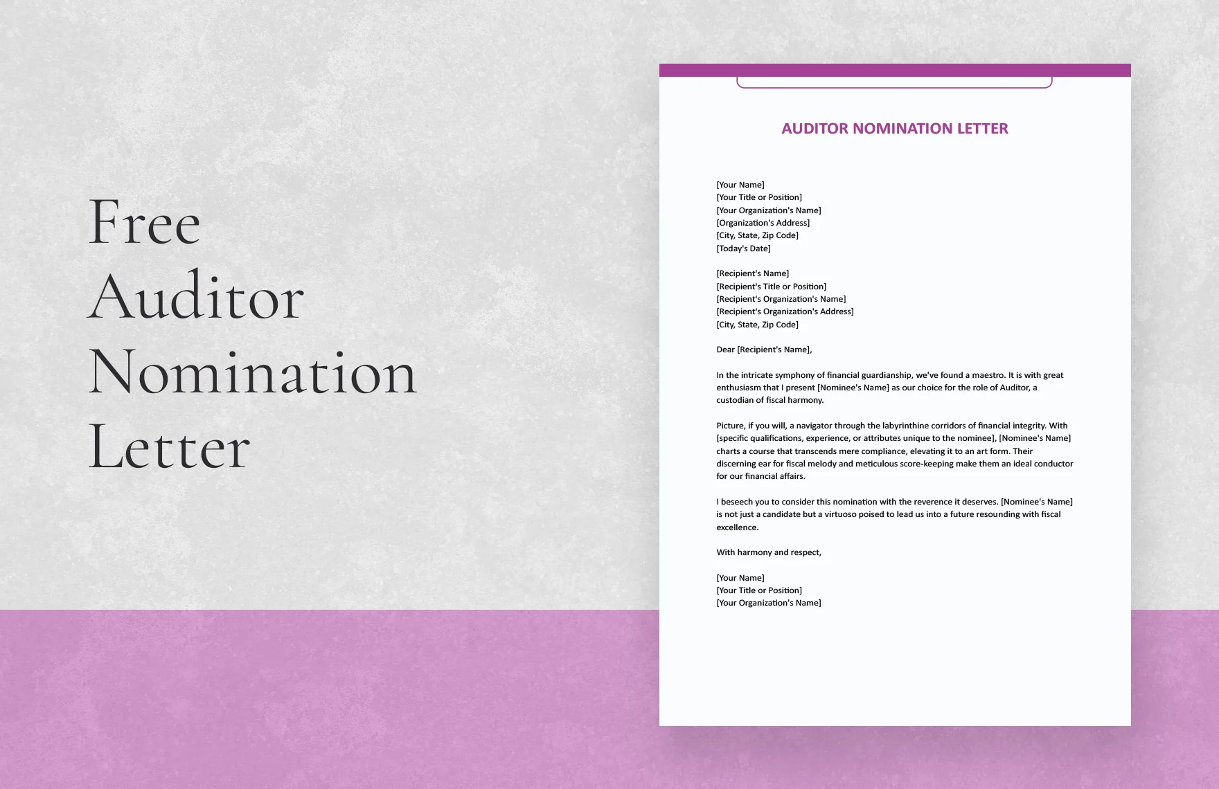 auditor nomination letter template