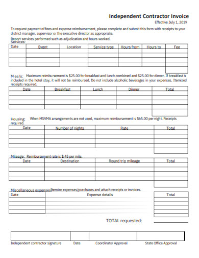 basic independent contractor invoice template