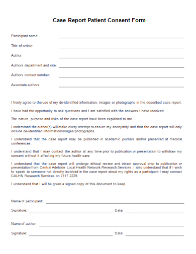 case report patient consent form template
