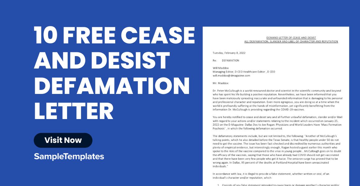 cease and desist defamation letters