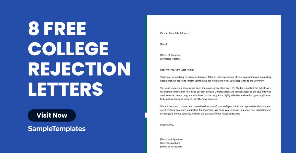 College Rejection Letter Sample