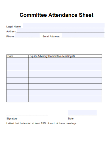 committee attendance sheet template